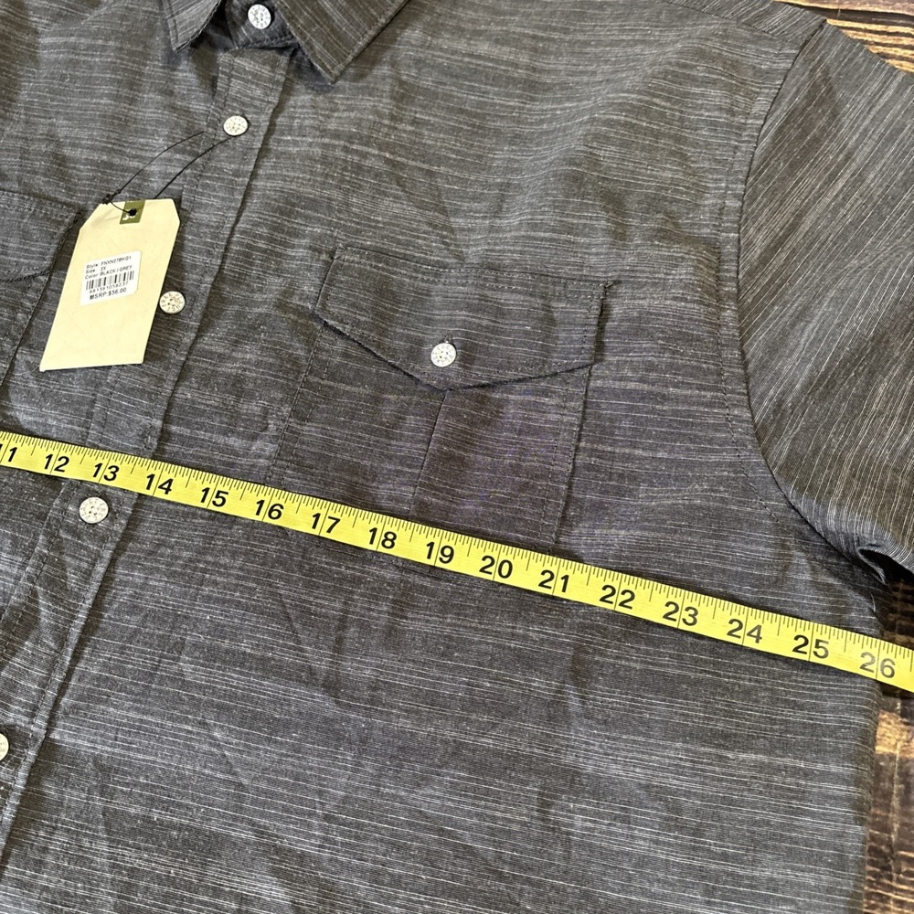 FREE PLANET-Men's Button-Up Short Sleeve Shirt, Black/Gray, XXL NWT Stretch - Picture 5 of 10